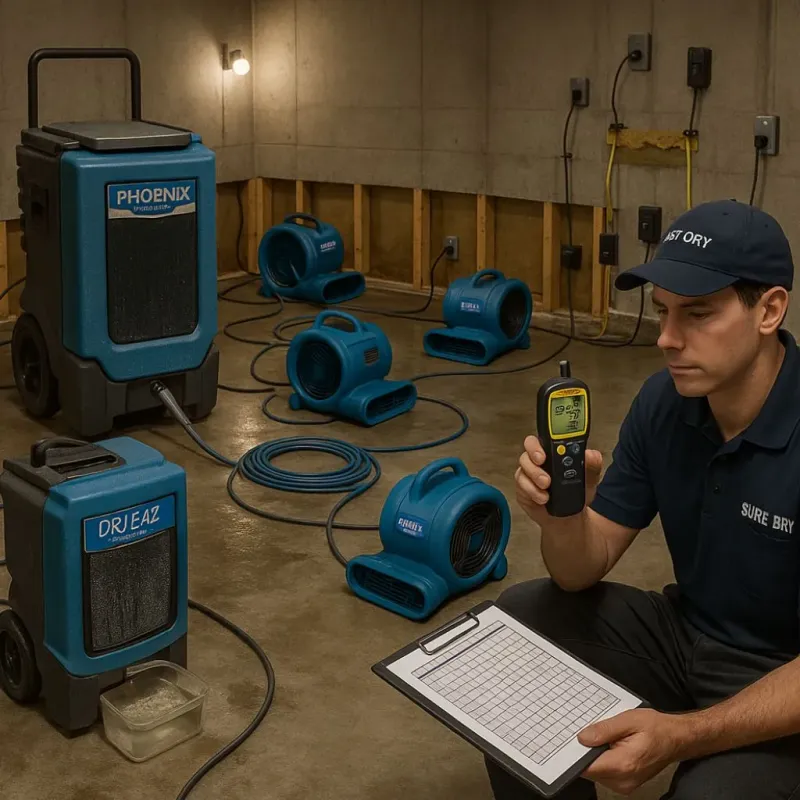 Structural Drying and Dehumidification process in Beverly Hills, TX